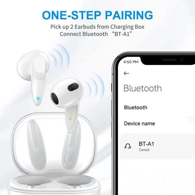 Alt view image 3 of 5 - Wireless Earbuds for iPhone 16 15 Pro Max 14 13 12 11 XR Bluetooth Headphone Pocket Size Lightweight Stereo Earphones Built-in Mic Noise Canceling USB C Headphone for Samsung Galaxy S25 S24 S23 Ultra