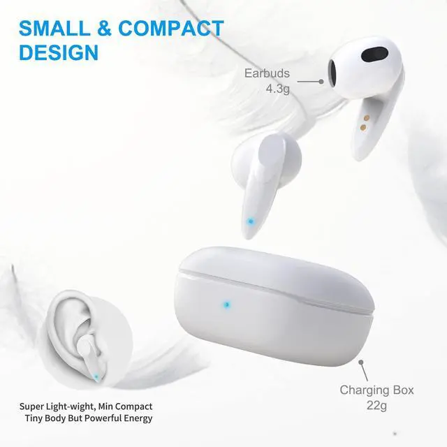 Alt view image 2 of 5 - Wireless Earbuds for iPhone 16 15 Pro Max 14 13 12 11 XR Bluetooth Headphone Pocket Size Lightweight Stereo Earphones Built-in Mic Noise Canceling USB C Headphone for Samsung Galaxy S25 S24 S23 Ultra