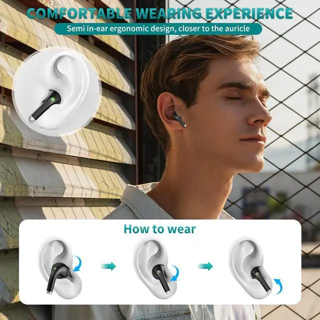 Alt view image 5 of 5 - ACAGET Wireless Headphone for Samsung Galaxy S24 Ultra S25 S23 FE S22 S21 Plus Bluetooth 5.3 Earbuds Noise Canceling Earphones for iPhone 16 15 Pro Max 14 13 12 HiFi Stereo Earphone for Galaxy Z Flip