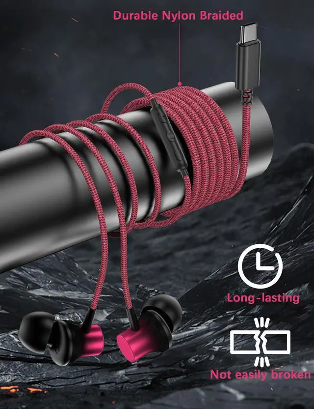 Alt view image 2 of 5 - 2 Pack USB C Earbuds for Google Pixel 9 Pro XL Fold 8 8a 7 7a 6a Wired Android Headphones with Clear Call Mic Noise Isolating HiFi Stereo in Ear Type C Earphones for Samsung Galaxy S25 Ultra S24 S23