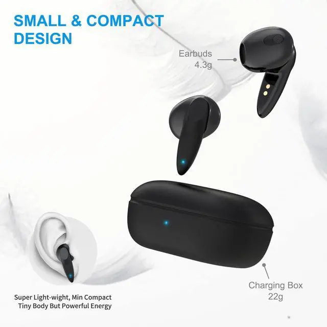 Alt view image 2 of 5 - ACAGET Wireless Earbuds for iPhone 16 15 Pro Max 14 Plus 13 12 XR Bluetooth Headphones Lightweight Touch Control Stereo Earphones with Charging Case Built-in Mic Headset for Samsung Galaxy S25 S24 S23