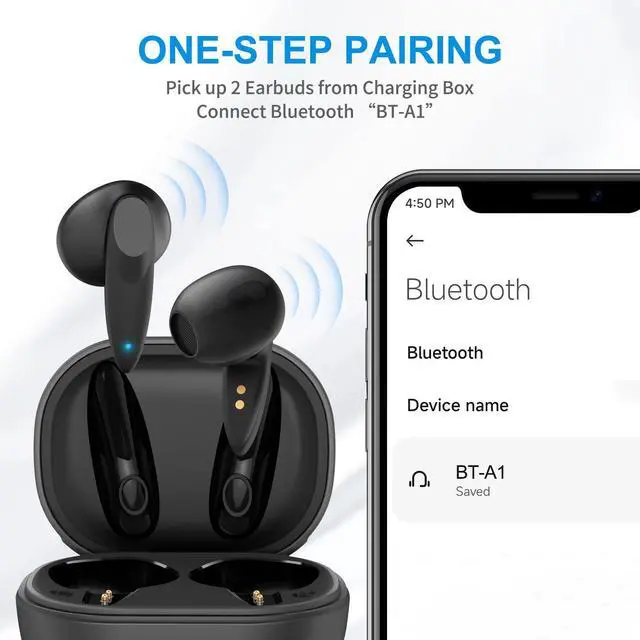 Alt view image 3 of 5 - ACAGET Wireless Earbuds for iPhone 16 15 Pro Max 14 Plus 13 12 XR Bluetooth Headphones Lightweight Touch Control Stereo Earphones with Charging Case Built-in Mic Headset for Samsung Galaxy S25 S24 S23