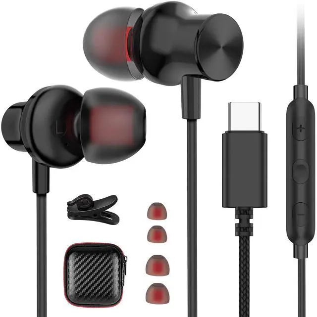 Alt view image 2 of 5 - 2 Pack USB C Earbuds for Samsung Galaxy S25 Ultra S24 S23 FE S22 S21 Plus in Ear Noise Canceling HiFi Stereo Android Headphones Nylon Braided Wired Earphones with Mic Headset for iPhone 16 15 Pro Max