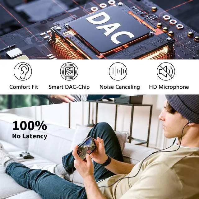 Alt view image 4 of 5 - 2 Pack USB C Earbuds for Samsung Galaxy S25 Ultra S24 S23 FE S22 S21 Plus in Ear Noise Canceling HiFi Stereo Android Headphones Nylon Braided Wired Earphones with Mic Headset for iPhone 16 15 Pro Max