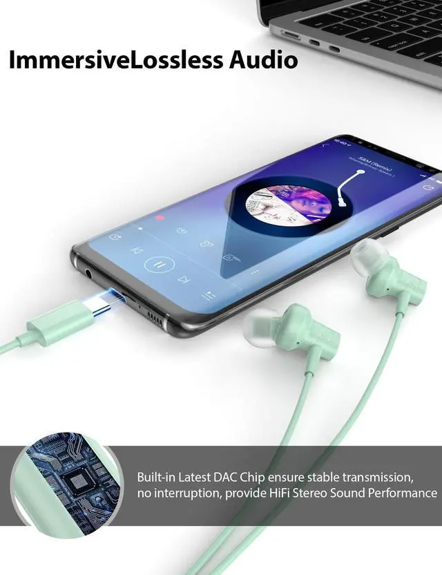 Alt view image 4 of 5 - 2 Pack Lightweight USB C Earbuds for iPhone 16 Pro Max 16e 15 Plus Wired Headphones with Mic for Girls Women Kids Cute Small in Ear Noise Isolating Magnetic Type C Earphone for iPad Pro Samsung Google