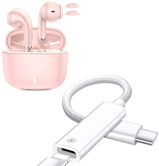 Main image of USB C to iPhone Port Charging Cable & Ture Wireless Earbuds for iPhone Samsung, 27W PD Fast Charging & Data Transfer USB Type C Male Converter and HiFi Stereo Bluetooth Headphones
