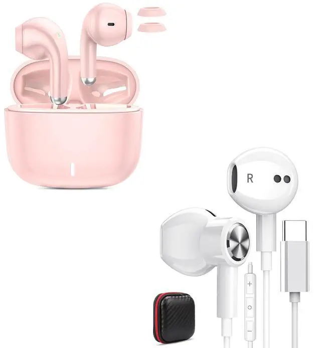 Main image of Ture Wireless Headphones & Magnetic Type C Earphones for iPhone Samsung Google, Bluetooth 5.3 ENC Noise Canceling Stereo Headphone for Android iPhone, Wired USB C Earbuds with Mic for Galaxy S24 Ultra