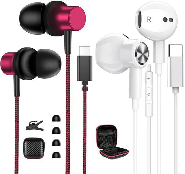 Main image of 2 Pack USB C Headphones for Samsung Galaxy S25 S24 FE S23 S22 Ultra Wired Earbuds for iPhone 16 Pro Max 15 Plus Type C Earphones with Carrying Case Magnetic HiFi Stereo Headset for Samsung A35 A54 5G