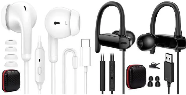 Main image of TOPAUX Wired Earbuds USB C Headphone USB Headphone Over-Ear Hook 2.5M 8.2FT Computer Headset Mute Mic USB A Earphone in-Ear Noise Cancel Wired Earbuds for MacBook for Chromebook Notebook for Teams