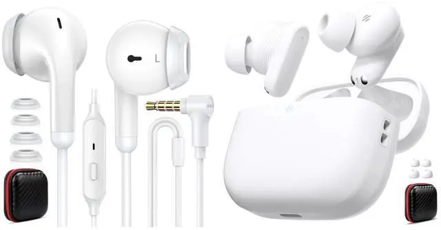 Main image of Wireless Earbuds Bluetooth 5.4 Headset HiFi Bass Stereo Noise Canceling in-Ear Headphone 3.5mm Wired Earbud Noise Canceling in-Ear Jack Headphone with Mic for Steam Deck Chromebook School Computer PC