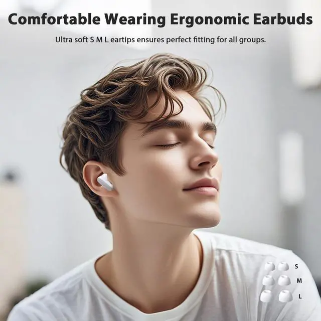 Alt view image 3 of 5 - Wireless Earbuds Bluetooth 5.4 Headset HiFi Bass Stereo Noise Canceling in-Ear Headphone 3.5mm Wired Earbud Noise Canceling in-Ear Jack Headphone with Mic for Steam Deck Chromebook School Computer PC