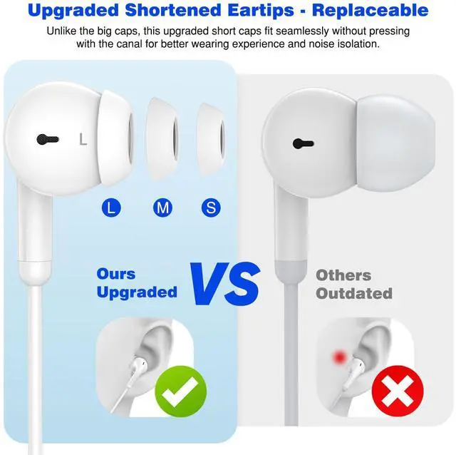 Alt view image 4 of 5 - TOPAUX Wired Earbuds USB C Headphone Wireless Earbuds Open Ear Clip On Bluetooth Headset Bass Stereo Over Ear Arc Sports Earphone LED Cordless in-Ear Game Headphone for iPhone 16e 16 Pro Max 15 14 fo