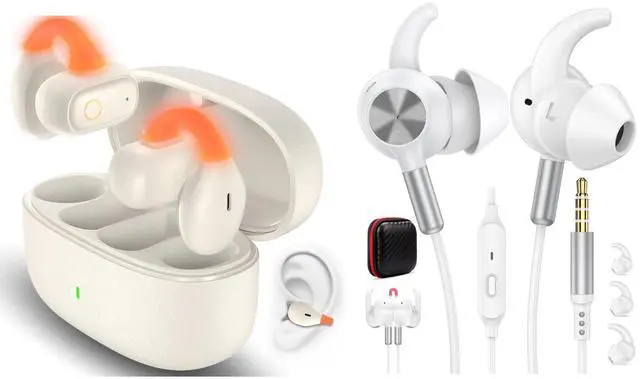 Main image of Open Ear Earbuds, Air Conduction Bluetooth Earphone, Comfortable Clip on Wireless Earbud, Gaming Light Over Ear Headphones, 3.5mm Wired Earbuds Wingtip Noise Canceling In-Ear Headphone with Mic