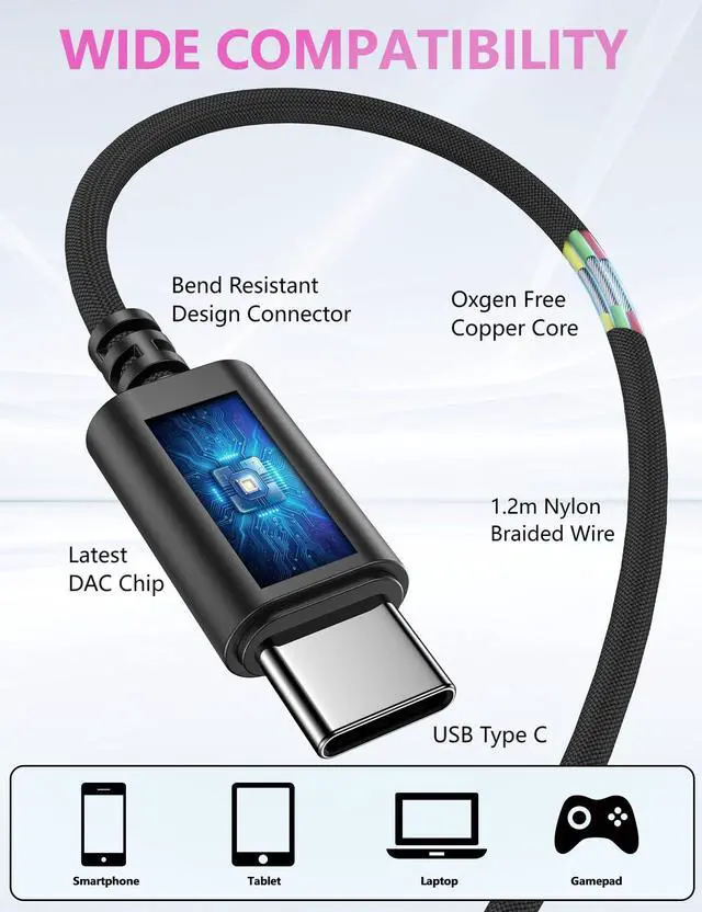 Alt view image 3 of 5 - 2 Pack USB Type C Headphone for iPad Mini Laptop School Kid Wired Earbuds for iPhone 16 Pro Max 15 Plus for Samsung S24 FE S23 S22 S21 in-Ear Noise Canceling Android Earphone with Mic Volume Control