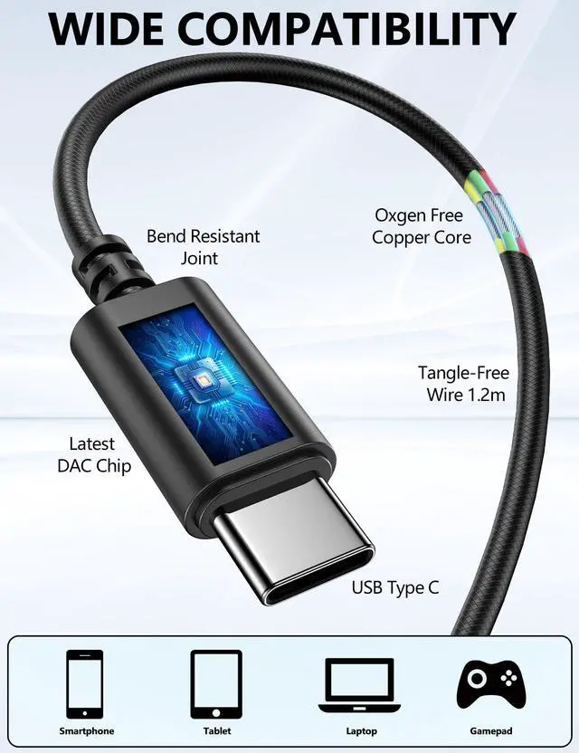 Alt view image 5 of 5 - USB C Headphone Over-Ear Hook Wired Earbuds, USB C Headphone Magnetic Ergonomic in-Ear Wired Earbuds for iPhone 16 Pro Max 15 Plus for iPad School Kid Adult Laptop Noise Canceling Headset with Mic