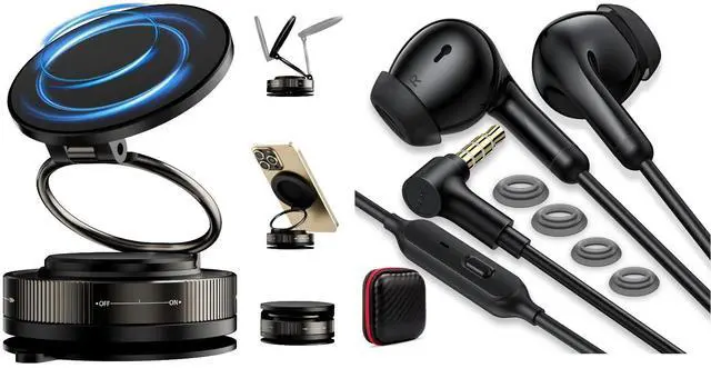 Main image of TOPAUX Wired Earbuds 3.5mm Right Angle Ear Bud for Chromebook PC School in-Ear Noise Canceling Eartip 3.5mm Jack Earphone for MagSafe Car Mont 360° Rotation Magnetic Adjustable Dashboard Windshield