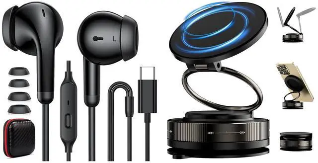 Main image of TOPAUX Wired Earbuds USB C Headphone for iPhone 16e 16 Pro Max 15 Plus Noise Canceling HiFi Bass Stereo in-Ear Headset Type C Earphone for MagSafe Car Mount 360° Rotation Magnetic Adjustable