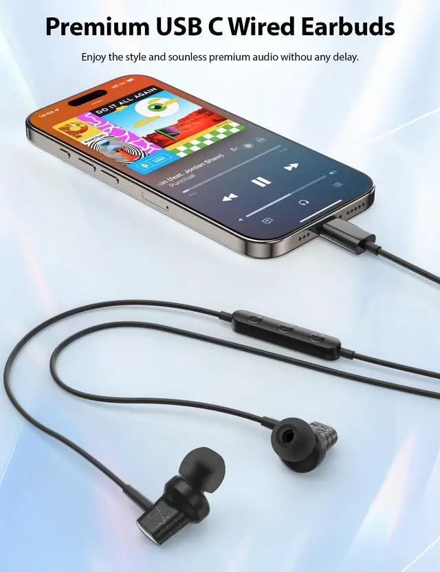 Alt view image 3 of 5 - USB C Headphone for iPad A16 11 Samsung S25 Ultra S24 S23 A53 A26 A35 A36 A56 Magnetic Earbuds in Ear Noise Cancelling Headset Type C Wired Earphone for MagSafe Car Mont 360° Rotation Magnetic