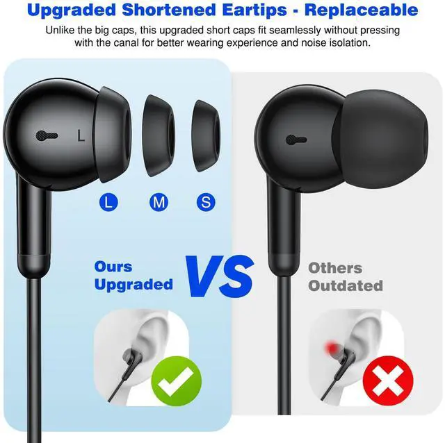 Alt view image 3 of 5 - TOPAUX for iPhone 16e Case Heavy Duty Full Body Drop Protection Wired Earbuds USB C Headphone for iPhone 16e 16 Pro Max 15 Plus Noise Canceling HiFi Bass Stereo in-Ear Headset Type C Earphone
