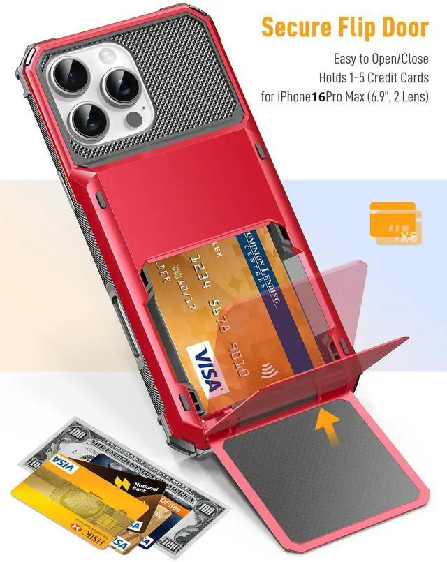 Alt view image 3 of 5 - TOPAUX USB C Headphone Magnetic Ergonomic in-Ear Wired Earbuds, for iPhone 16 Pro Max Case Wallet 5 Credit Card Holder for iPhone 16 Pro Max Back Pocket Slot Flip Cover Dual Layer TPU Bumper