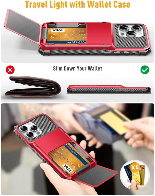 Alt view image 4 of 5 - TOPAUX USB C Headphone Magnetic Ergonomic in-Ear Wired Earbuds, for iPhone 16 Pro Max Case Wallet 5 Credit Card Holder for iPhone 16 Pro Max Back Pocket Slot Flip Cover Dual Layer TPU Bumper