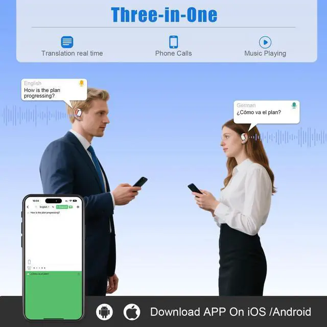 Alt view image 4 of 5 - AI Translator Earbuds Real Time, 3-in-1 Translation Earbuds, 144-Language Translation Headphones | iOS & Android App | Ideal for Travel & Business | Includes 2-Year Free Subscriptio, White