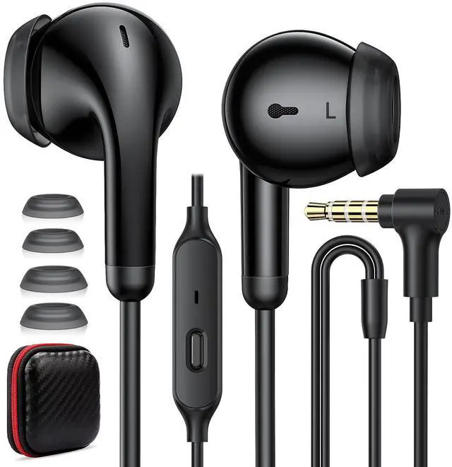 Alt view image 2 of 5 - 2 Pack Wired Earbuds 3.5mm Right Angle Ear Bud for Chromebook PC School in-Ear Noise Canceling Eartip 3.5mm Jack Earphone 3.5 MM Headset Ear Phone Headphone for Moto G 5G Stylus Play Samsung A15 A14