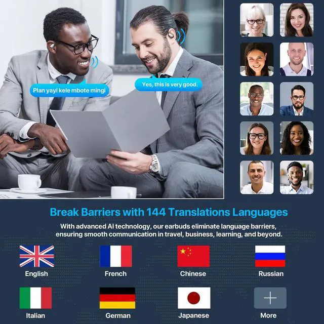 Alt view image 3 of 5 - AI Translation Earbuds Real Time, 144 Language Translator Earbuds OWS 3-in-1 Translation Headphones, Translation Device for Travel Business Learning Compatible with iOS and AndroidBlack&Off-White