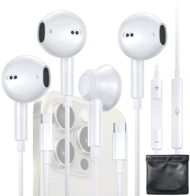 Main image of [2 Packs] USB C Headphones for iPhone 16e, [MFi Certified] USBC Headphones Earbuds Wired with Microphone & Volume Control HiFi Stereo Type C Earphones for iPhone 16 Pro Max/16 Pro/16 Plus/15/iPad