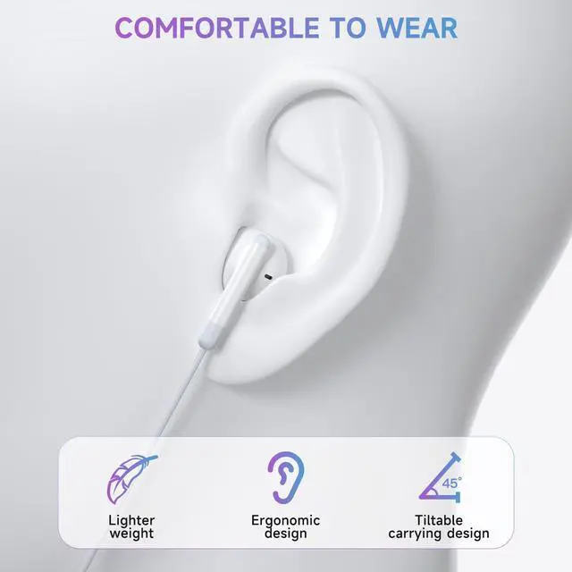 Alt view image 5 of 5 - ZENIPER iPhone 16 Earphones Wired,[ MFi Certified] USB C Headphones with Mic Volume Control Wired Earbuds USB Type C Headphones for iPhone 16/15 Pro Max iPad Pro Galaxy S25/S24 Ultra Pixel 9