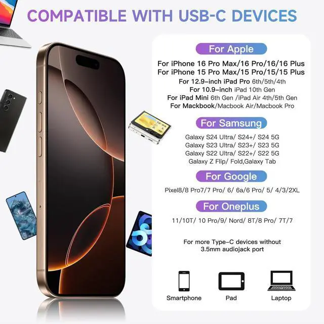 Alt view image 2 of 5 - USB C Headphones for iPhone 15/16 - [ MFi Certified] Type C Earbuds Wired Earphones with Microphone & Remote Control Noise Cancelling for i Phone 15/16 Pro Max/16e/for iPad Pro 2 Packs