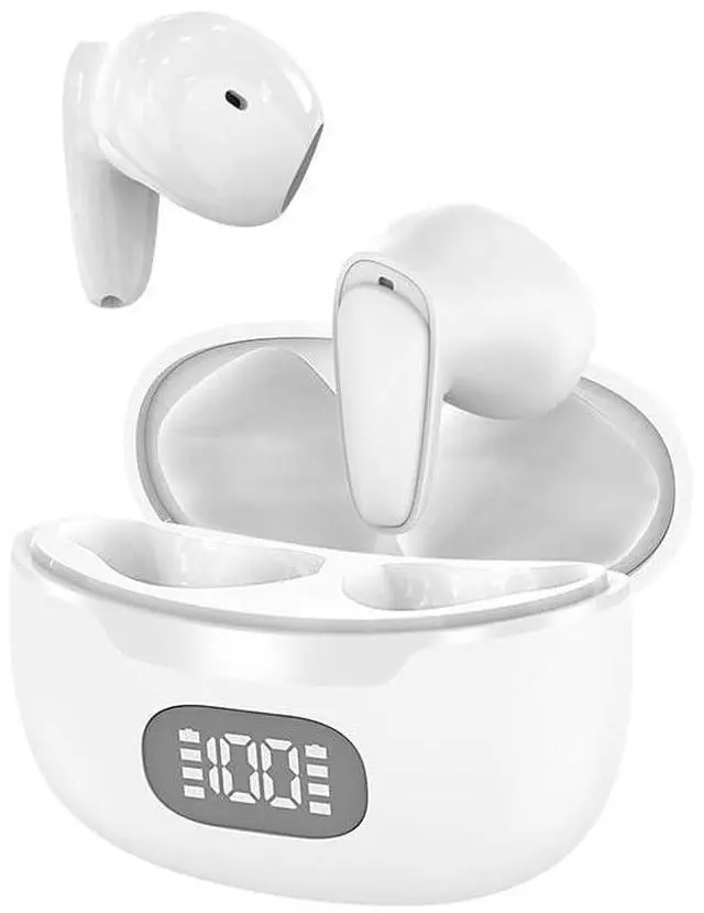 Main image of YHRY Wireless Bluetooth 5.3 Earphones Noise Reduction in Ear Stereo Effect Sports Earphones LED Display Long Range Suitable for iOS/Android Phones, Lightweight and Portable Mini Earphones (White)