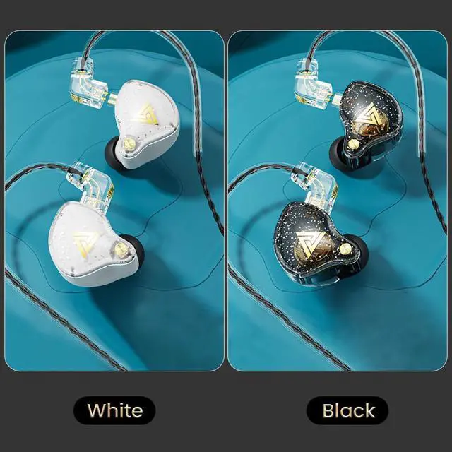 Alt view image 2 of 5 - Yeabomy Wired Gaming Earbuds 2 Pack, AK6 PRO in Ear Monitors, Deep Bass Sound Wired Earbuds, HiFi in Ear Headphones with New 1DD 10mm Dynamic Driver, IEM for Music Gaming Video Calling (Black+White)