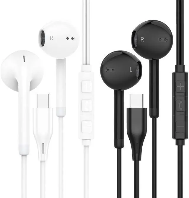 Main image of Vkozlm USB C Headphones Wired, 2Pack Black and White