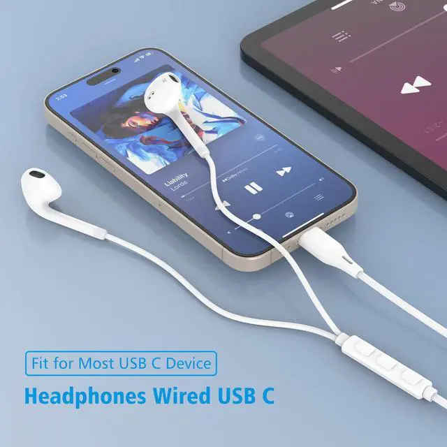 Alt view image 4 of 5 - Vkozlm USB C Headphones Wired, 2Pack Black and White