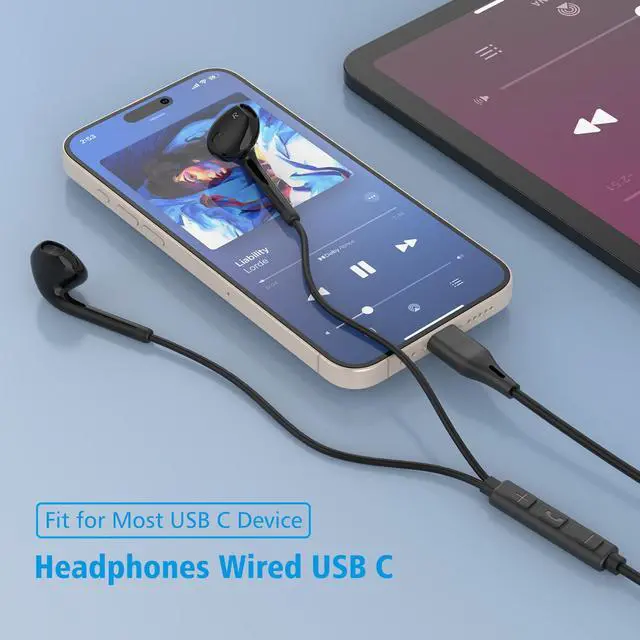 Alt view image 5 of 5 - Vkozlm USB C Headphones Wired, 2Pack Black and White