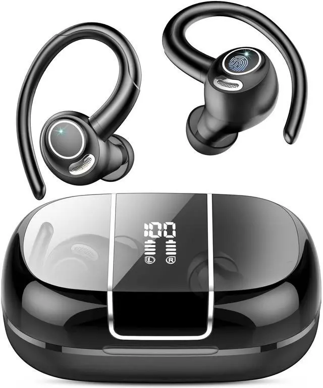 Main image of Wireless Earbuds Bluetooth 5.3 Headphones Sports, 48Hrs Playback Over Ear Buds with CVC8.0 Mic, Bass Stereo Bluetooth Earbuds with Earhooks, LED Display, IP7 Waterproof Earphones for Workout/Running