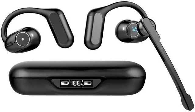 Main image of BANIGIPA Open Ear Headphones w/Detachable Boom Mic, Bluetooth 5.4 Headset w/Noise Canceling Microphone, True Wireless Earbuds w/Charging Case for Working, Lightweight & Mute, Multipoint Connection