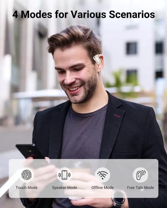 Alt view image 5 of 5 - Language Translator Earbuds, Real-Time AI Translation Earbuds for 144 Languages & Accents, 3-in-1 Smart Bluetooth Earbuds Headphones Ideal for Travel Business Learning