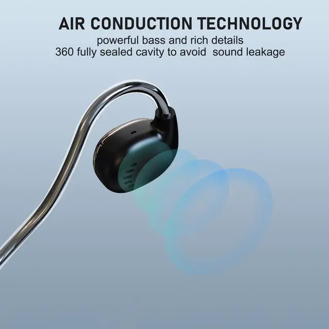 Alt view image 2 of 5 - MAIRDI Air Conduction Headphone Wireless, Bluetooth 5.3 Open Ear Headphone with Microphone, 10H Playtime, Sport Headphone for Running Bicycling Climbing Driving Black