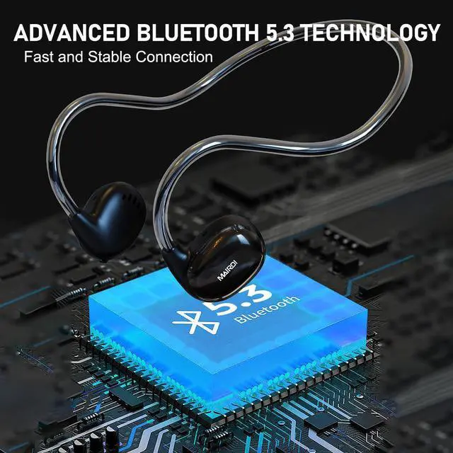 Alt view image 3 of 5 - MAIRDI Air Conduction Headphone Wireless, Bluetooth 5.3 Open Ear Headphone with Microphone, 10H Playtime, Sport Headphone for Running Bicycling Climbing Driving Black