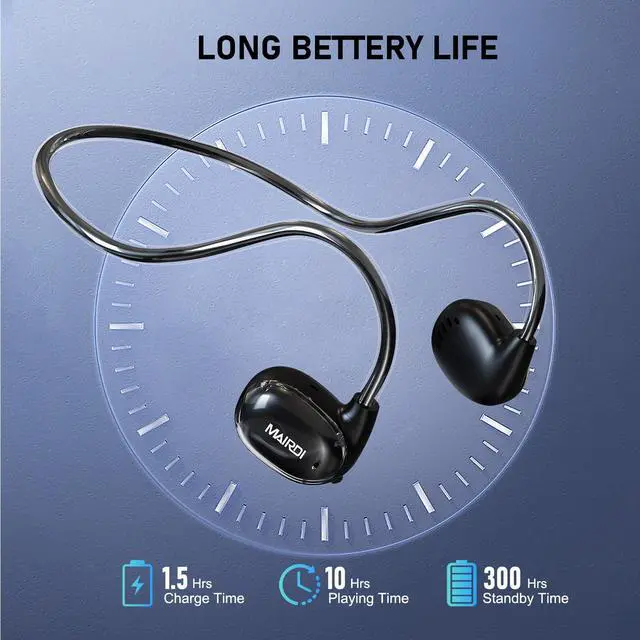 Alt view image 5 of 5 - MAIRDI Air Conduction Headphone Wireless, Bluetooth 5.3 Open Ear Headphone with Microphone, 10H Playtime, Sport Headphone for Running Bicycling Climbing Driving Black