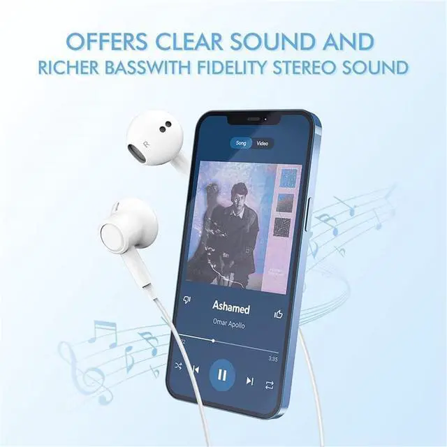 Alt view image 3 of 5 - 2 Pack USB C Headphones for iPhone 15, Wired in-Ear Earphones Type C Earbuds with Mic & Volume Control Compatible with iPhone 16/15 Pro/Pro Max, iPad Pro, Most USB C Jack Device
