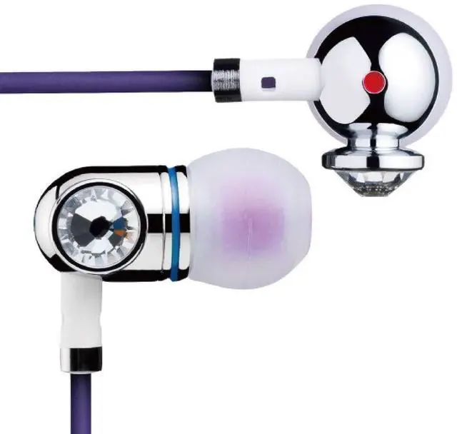 Main image of V-Smart Ergonomic Comfort Fit in-Ear Earphones with Built-in Simple Control Microphone, Warm Bass, Comfortable Lightweight, 3.5mm Connector, EP101 White Purple