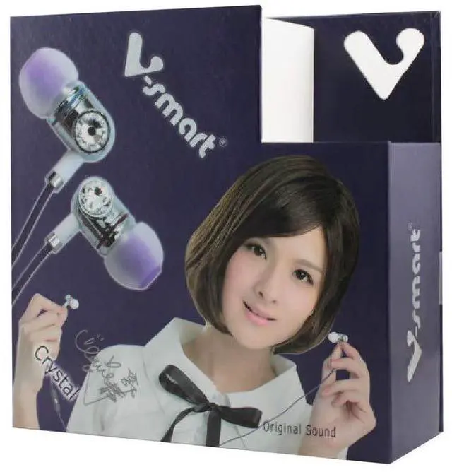 Alt view image 4 of 5 - V-Smart Ergonomic Comfort Fit in-Ear Earphones with Built-in Simple Control Microphone, Warm Bass, Comfortable Lightweight, 3.5mm Connector, EP101 White Purple