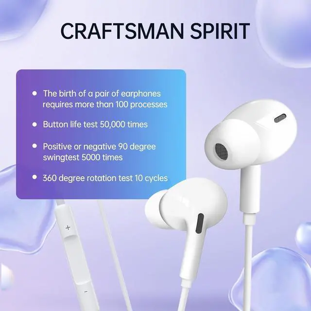 Alt view image 2 of 5 - 2 Pack Wired Headphones for iPhone Earbuds with Built-in Microphone & Volume Control HiFi Stereo Nosie Reduction Earphones Compatible with iPhone 14/13/12/11/XR/XS/X/8/7/SE Support All OS System