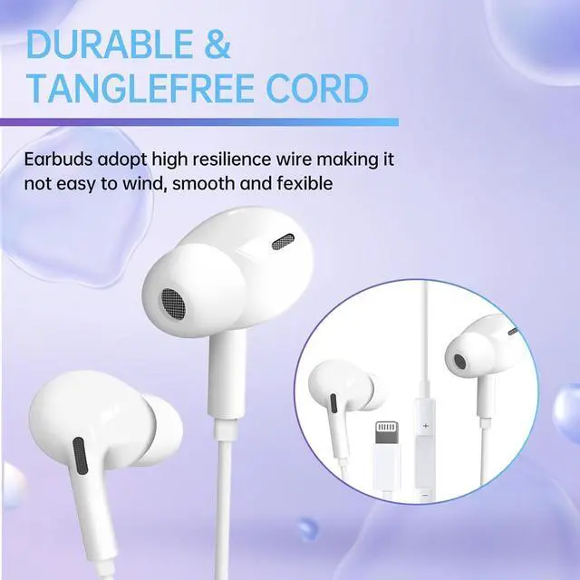Alt view image 5 of 5 - 2 Pack Wired Headphones for iPhone Earbuds with Built-in Microphone & Volume Control HiFi Stereo Nosie Reduction Earphones Compatible with iPhone 14/13/12/11/XR/XS/X/8/7/SE Support All OS System