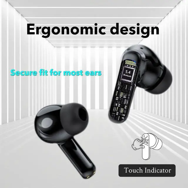 Alt view image 2 of 5 - VIEFONG Wireless Earbuds, 30dB Noise Cancelling Earbuds,Ear Buds Bluetooth 5.4,Touchscreen Charging Case 2.01", 40H Total Playtime, Dual Dynamic Drivers, Stereo Sound for Sports