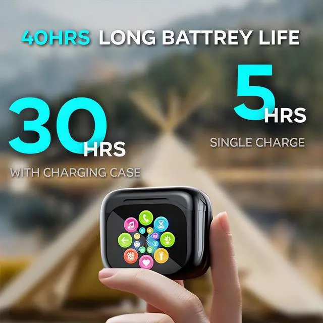 Alt view image 5 of 5 - VIEFONG Wireless Earbuds, 30dB Noise Cancelling Earbuds,Ear Buds Bluetooth 5.4,Touchscreen Charging Case 2.01", 40H Total Playtime, Dual Dynamic Drivers, Stereo Sound for Sports