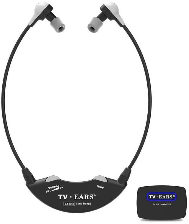 Alt view image 2 of 5 - TV · EARS Long Range Digital Wireless Headset System & Earbud Tips - 5.8 GHz RF Transmitter Headsets for TV, Ideal for Seniors & with Hearing Difficulties, Compatible with All TV Brands (1 Pair)